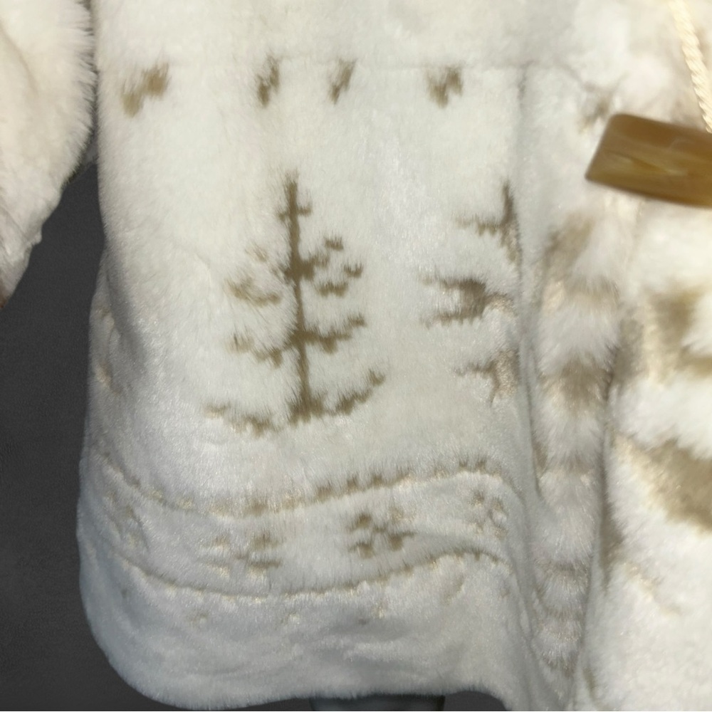 Coldwater CreekVintage-Style White Faux Fur Coat with Brown Accents Size XL - Picture 10 of 16